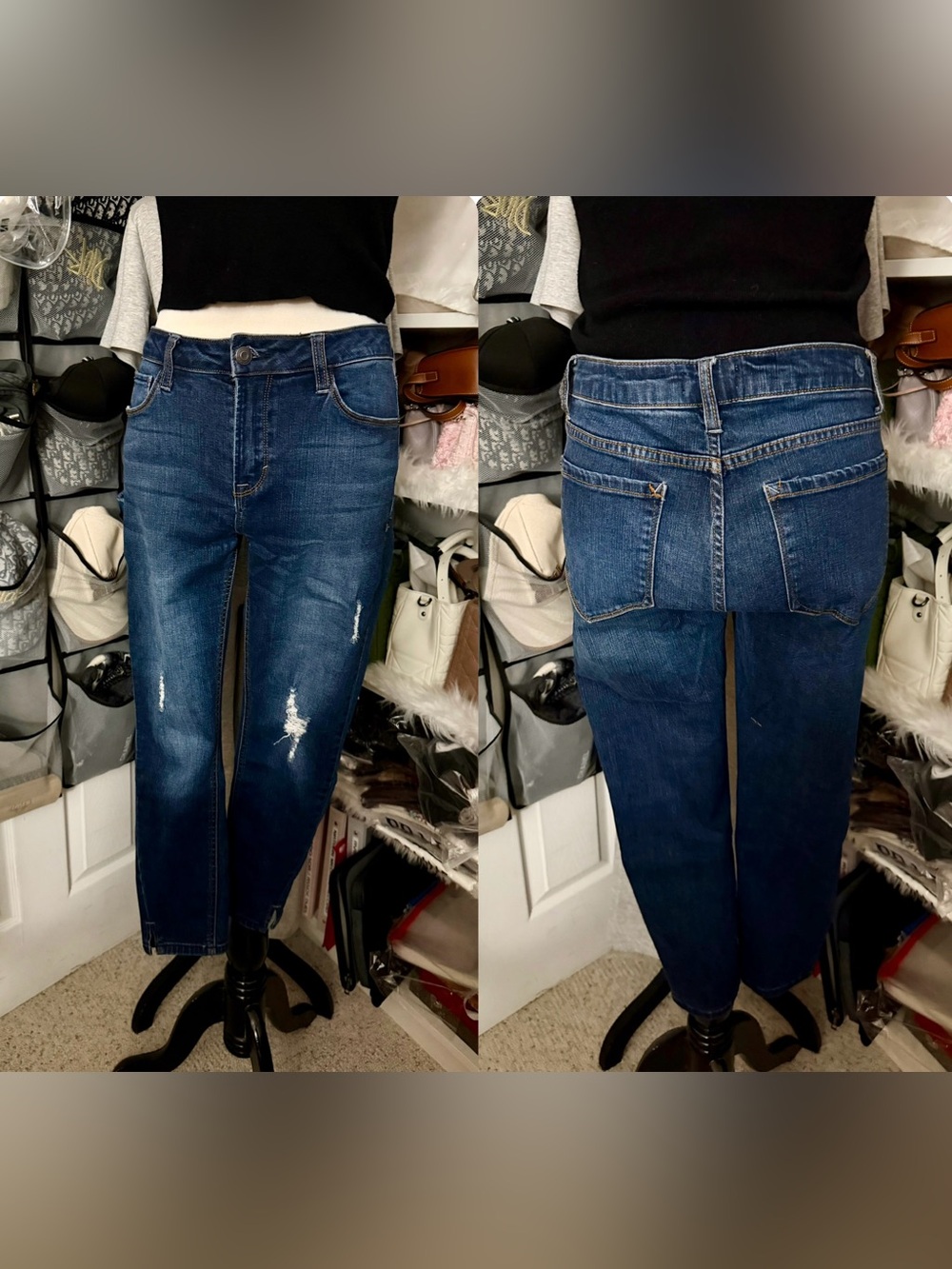 🍒Kensie Dark Blue Skinny Jeans with Light Distressing size 29 inseam 24.5 inch”